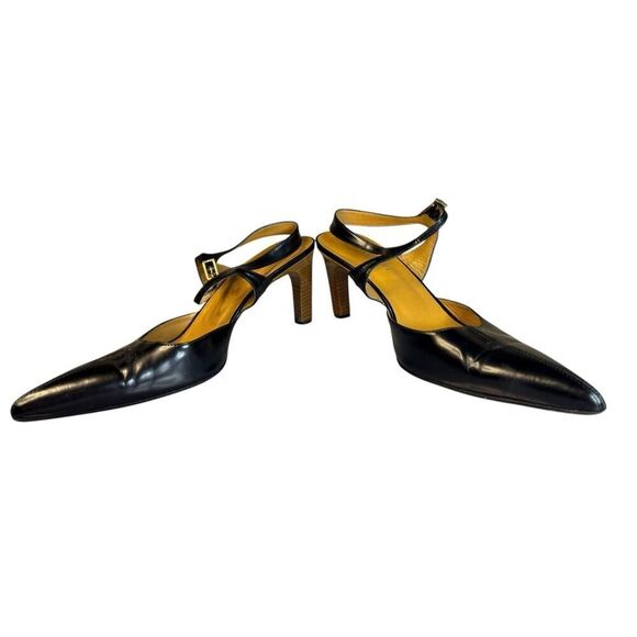 VTG Gucci Scarpa Aperta Pelle Ankle Strap Pumps Size 39.5/9.5 3.5" heel - Picture 8 of 13